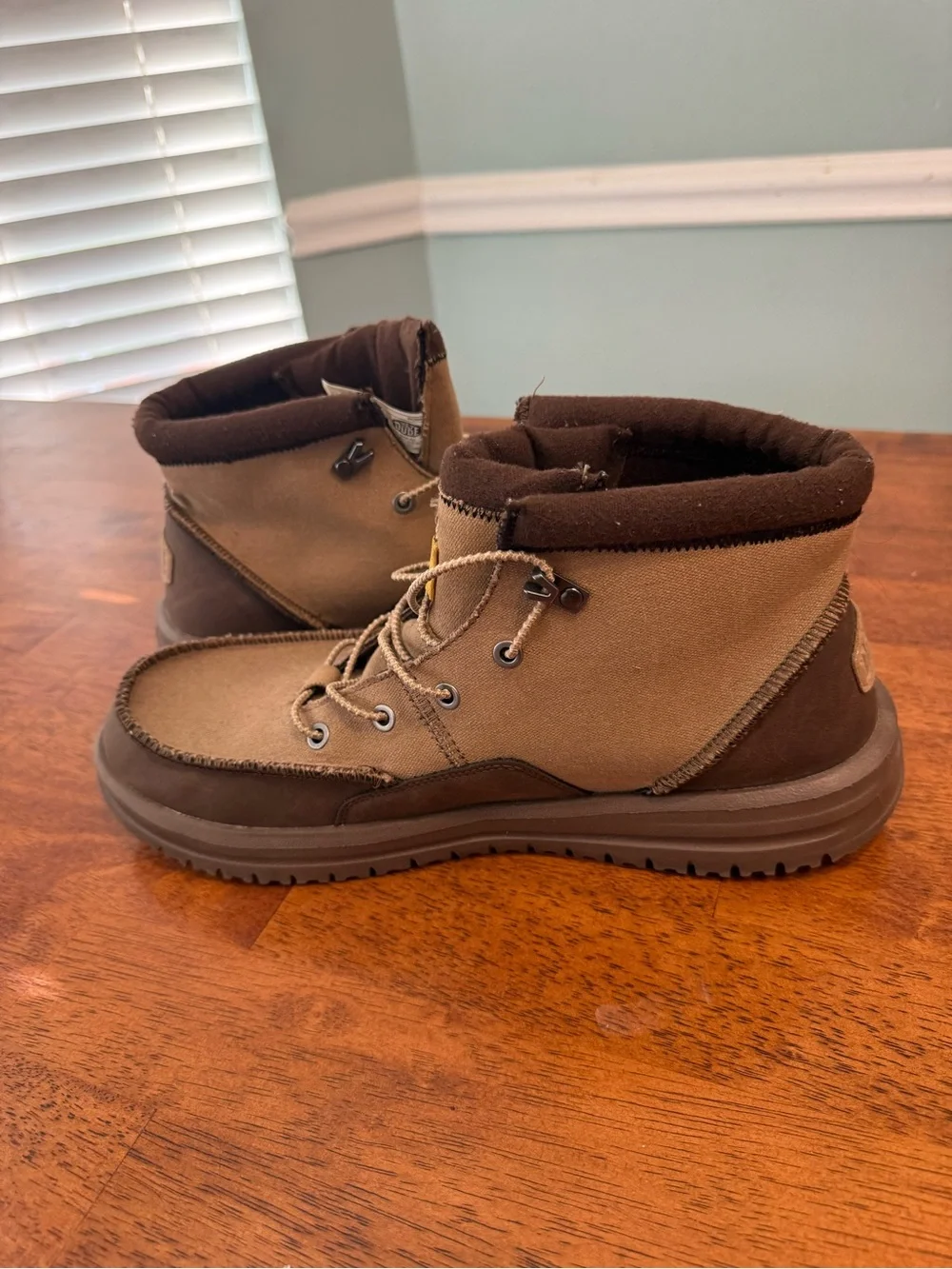 HEYDUDE Bradley Classic Men's Boots Brown Tan Waxed Canvas Size 13